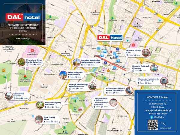 Mapy turystyczne dla Hotelu Dal w Kielcach